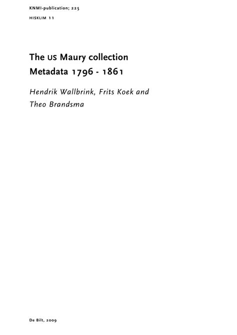 Book cover: The US Maury collection metadata 1796-1861